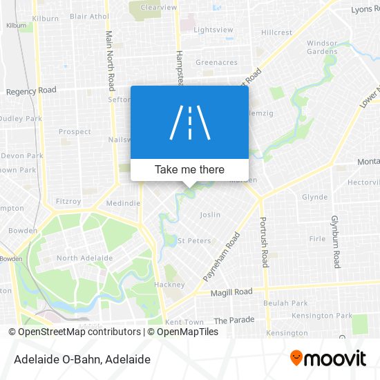 Mapa Adelaide O-Bahn