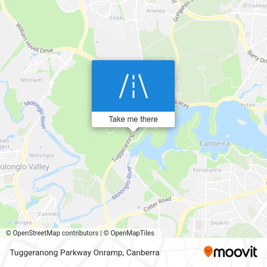 Tuggeranong Parkway Onramp map