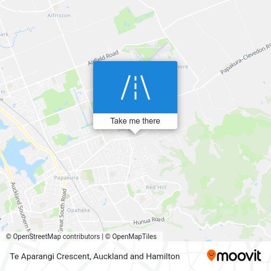 Te Aparangi Crescent map