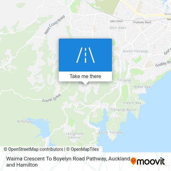 Waima Crescent To Boyelyn Road Pathway map