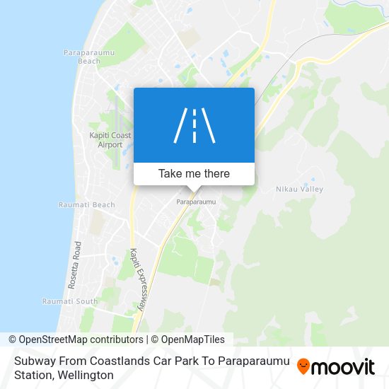 Subway From Coastlands Car Park To Paraparaumu Station map