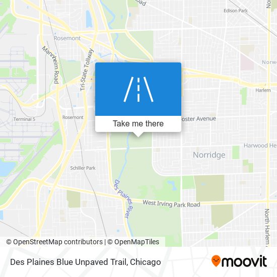 Mapa de Des Plaines Blue Unpaved Trail