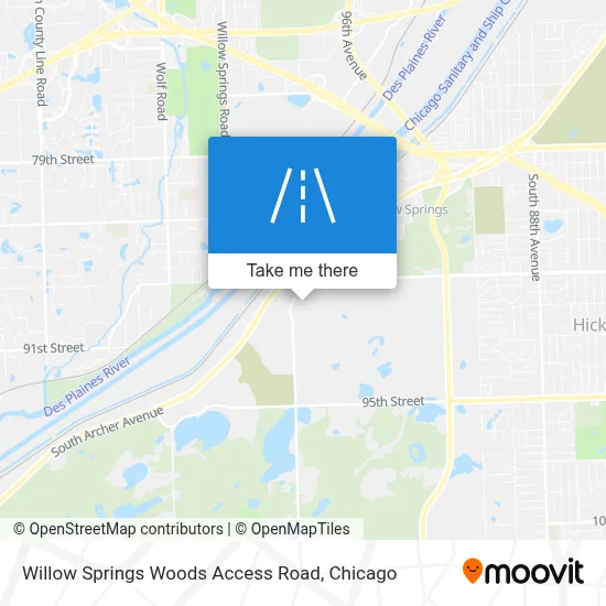 Willow Springs Woods Access Road map