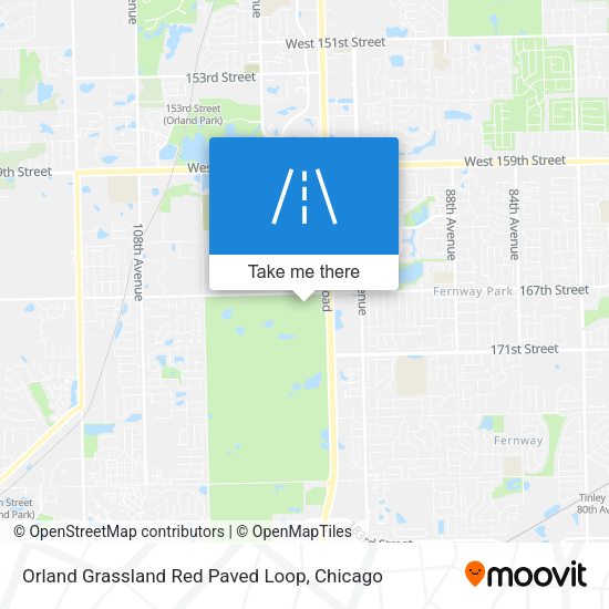 Orland Grassland Red Paved Loop map