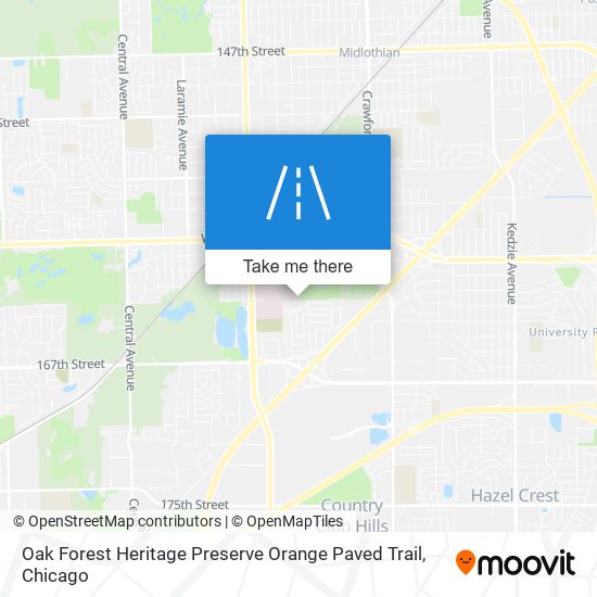 Oak Forest Heritage Preserve Orange Paved Trail map