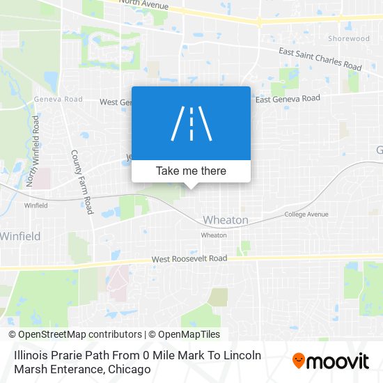 Mapa de Illinois Prarie Path From 0 Mile Mark To Lincoln Marsh Enterance