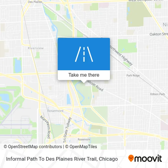 Informal Path To Des Plaines River Trail map
