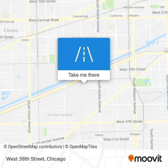 West 38th Street map