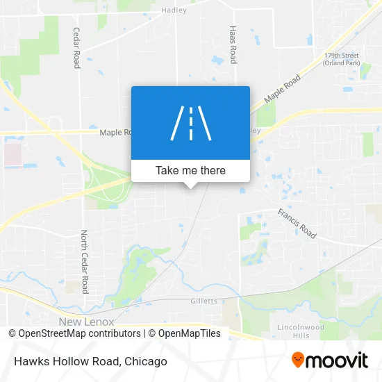 Hawks Hollow Road map