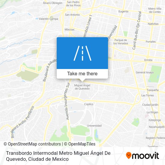 Transbordo Intermodal Metro Miguel Ángel De Quevedo map
