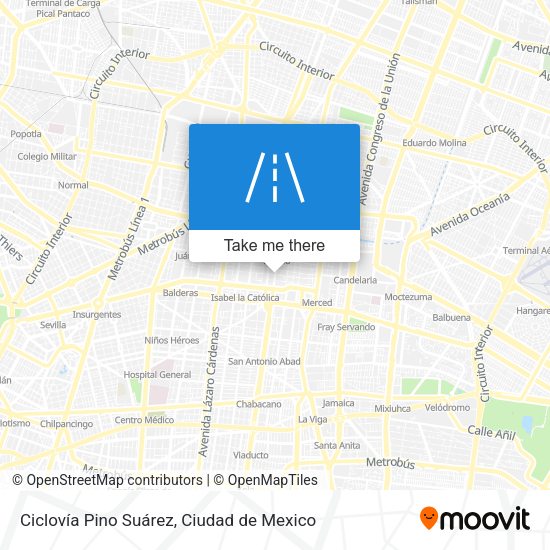 Mapa de Ciclovía Pino Suárez