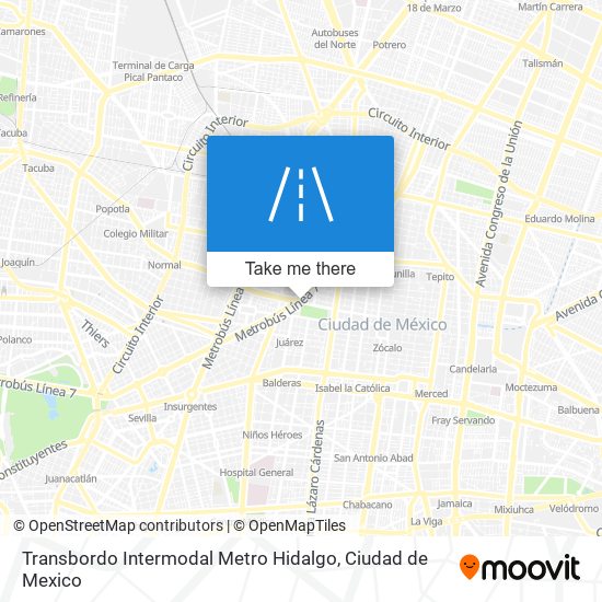 Transbordo Intermodal Metro Hidalgo map