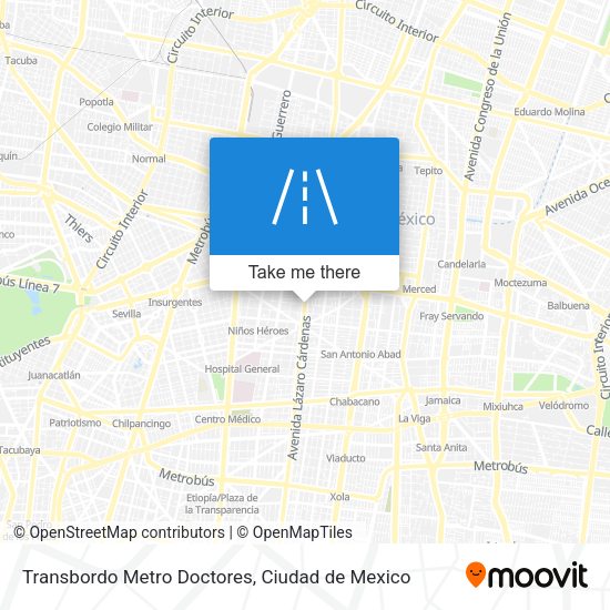 Transbordo Metro Doctores map