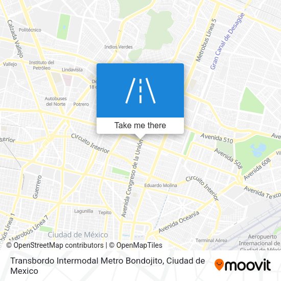 Transbordo Intermodal Metro Bondojito map