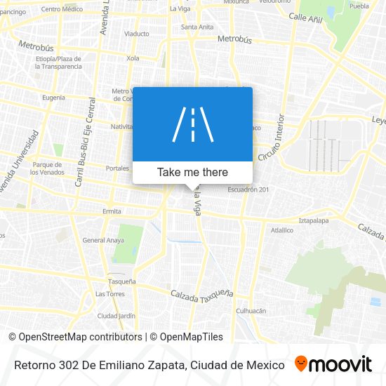 Mapa de Retorno 302 De Emiliano Zapata