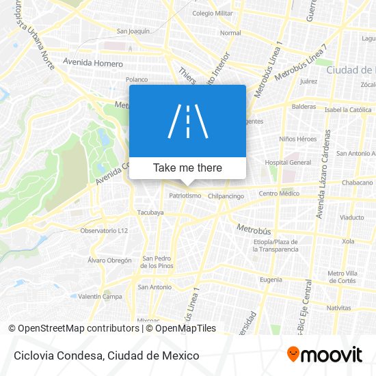 Mapa de Ciclovia Condesa