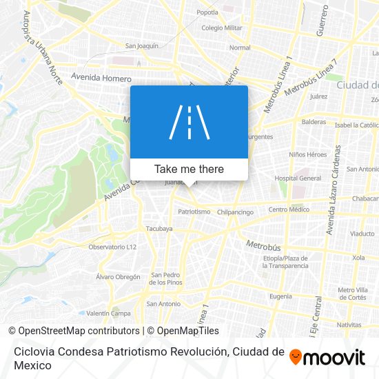 Ciclovia Condesa Patriotismo Revolución map