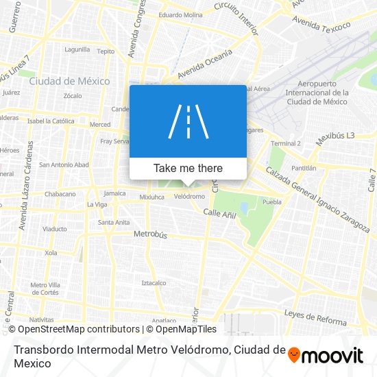 Transbordo Intermodal Metro Velódromo map