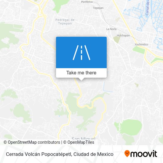 Mapa de Cerrada Volcán Popocatépetl