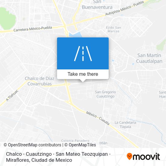 Chalco - Cuautzingo - San Mateo Teozquipan - Miraflores map