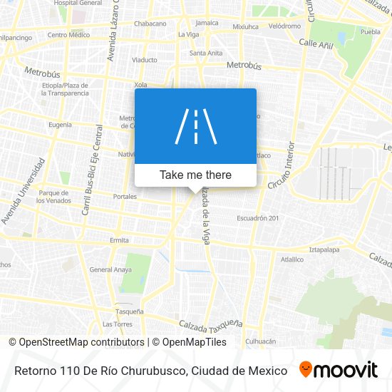 Retorno 110 De Río Churubusco map