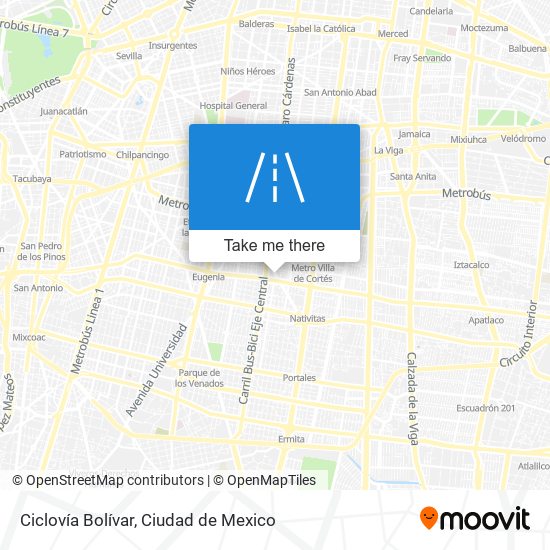 Ciclovía Bolívar map