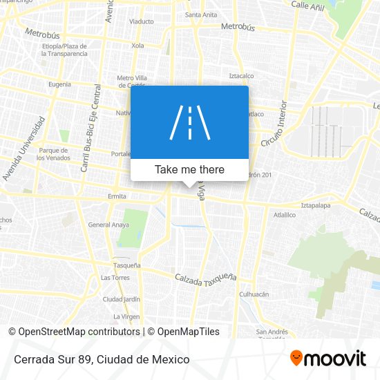 Mapa de Cerrada Sur 89