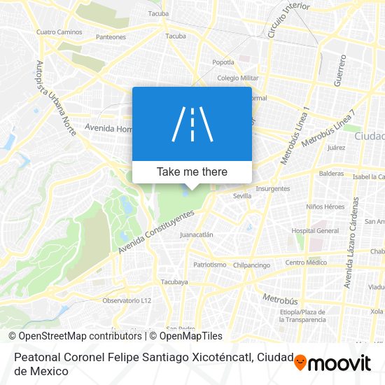 Peatonal Coronel Felipe Santiago Xicoténcatl map