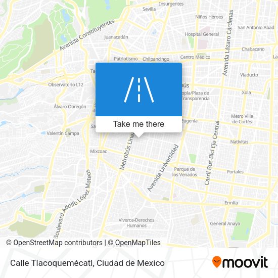 Mapa de Calle Tlacoquemécatl