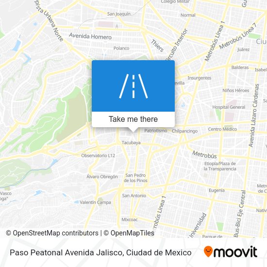 Paso Peatonal Avenida Jalisco map