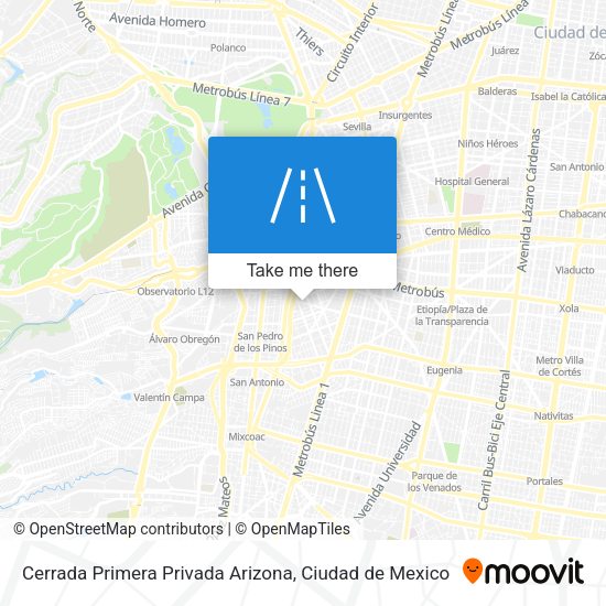 Mapa de Cerrada Primera Privada Arizona
