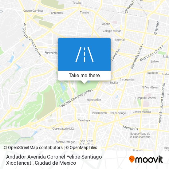 Andador Avenida Coronel Felipe Santiago Xicoténcatl map
