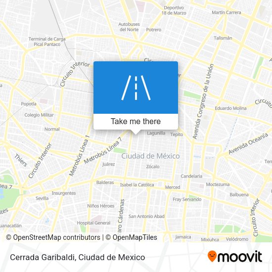 Mapa de Cerrada Garibaldi