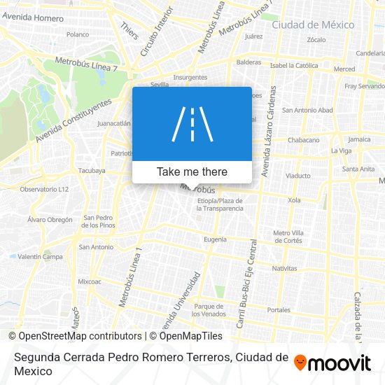 Mapa de Segunda Cerrada Pedro Romero Terreros