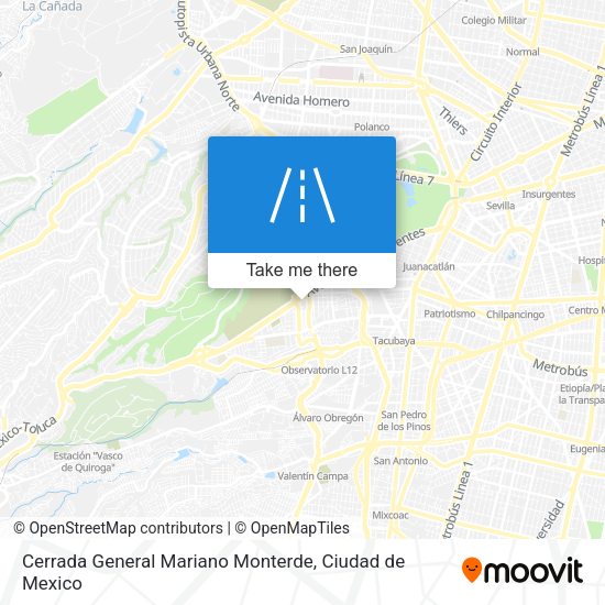 Cerrada General Mariano Monterde map