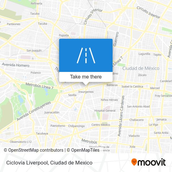 Mapa de Ciclovía Liverpool