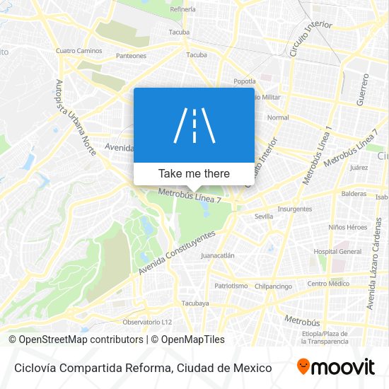 Ciclovía Compartida Reforma map