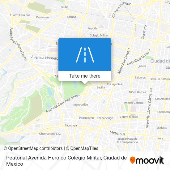 Peatonal Avenida Heróico Colegio Militar map