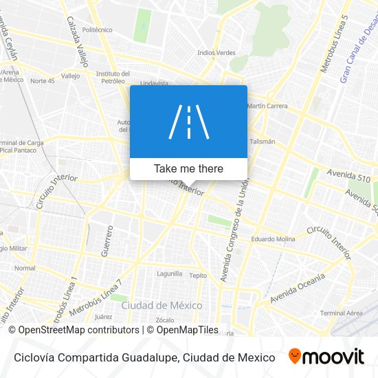 Mapa de Ciclovía Compartida Guadalupe