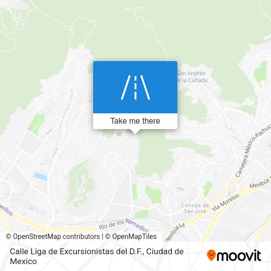 Calle Liga de Excursionistas del D.F. map