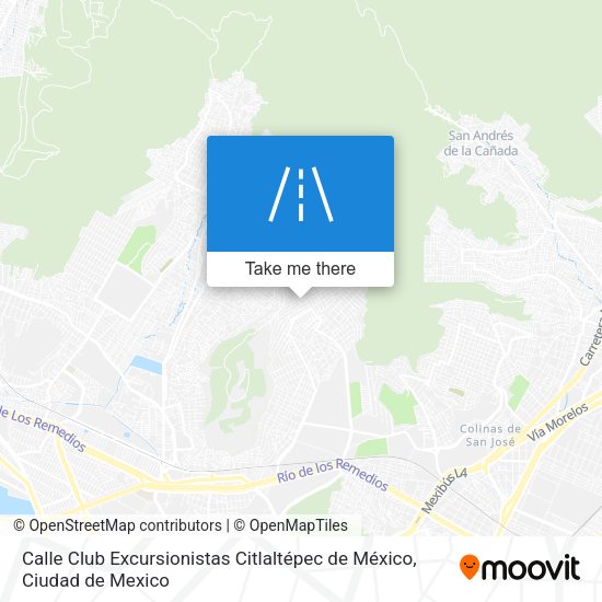 Calle Club Excursionistas Citlaltépec de México map
