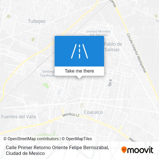 Mapa de Calle Primer Retorno Oriente Felipe Berriozábal