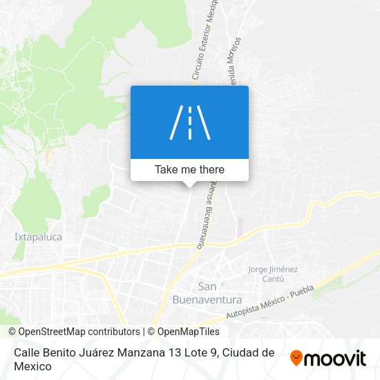 Mapa de Calle Benito Juárez Manzana 13 Lote 9