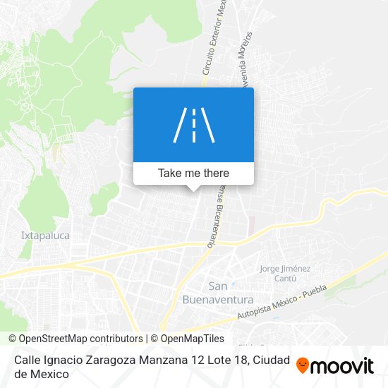 Mapa de Calle Ignacio Zaragoza Manzana 12 Lote 18