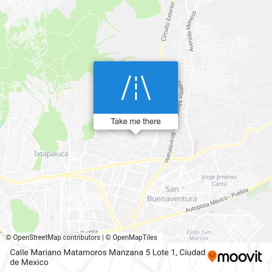 Calle Mariano Matamoros Manzana 5 Lote 1 map