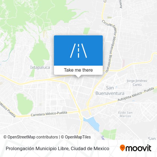 Prolongación Municipio Libre map