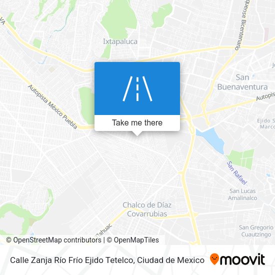 Calle Zanja Río Frío Ejido Tetelco map