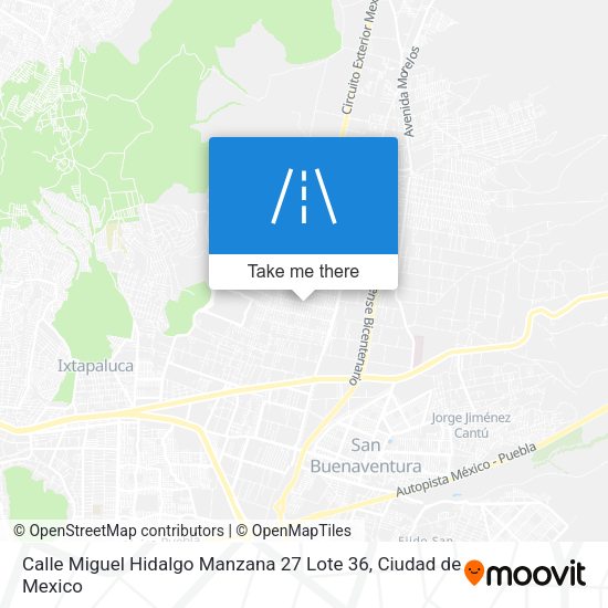 Mapa de Calle Miguel Hidalgo Manzana 27 Lote 36