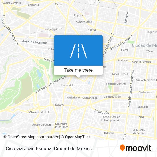Ciclovía Juan Escutia map
