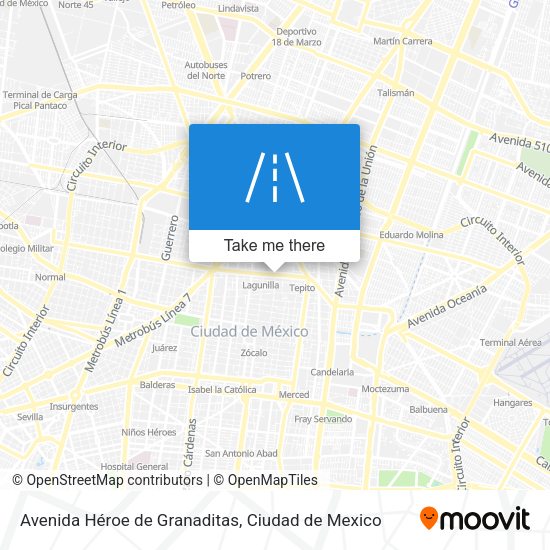 Mapa de Avenida Héroe de Granaditas